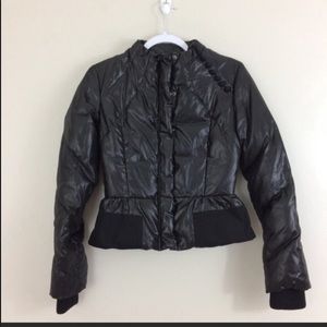 BCBG MAXAZRIA peplum Duck Down Puffer Short Jacket